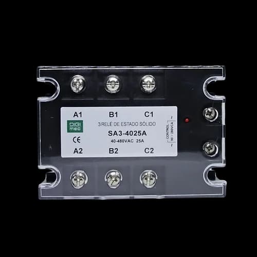Rele de Estado Sólido Trifásico 25Amp. 480Vca 90-280Vca SA3-4025A Digimec