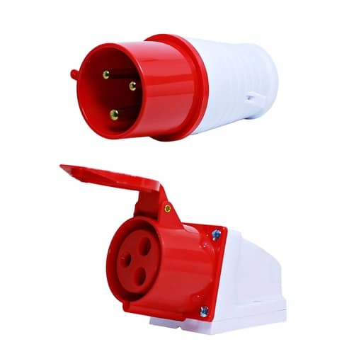 Conjunto Plugue + Tomada de Sobrepor 2P+T 32Amp. 380V Vermelho MGI-023-9/MGI-123-9