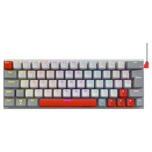 TECLADO GAMER MECANICO PCYES KUROMORI WHITE GHOST SWITCH BLUE - LED RAINBOW - PTKMWG60BL