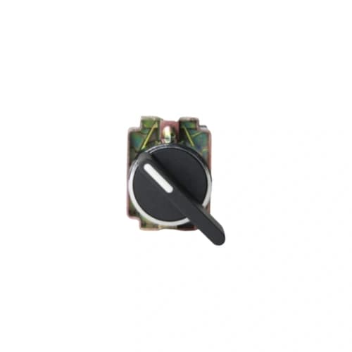 Comutador metálico manopla longa 22mm preto 2 posições fixas 1NA HB2-BJ21