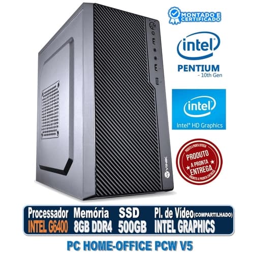 PC HOME OFFICE PCW V5 INTEL PENTIUM GOLD G6400, 8GB DDR4, SSD 480GB