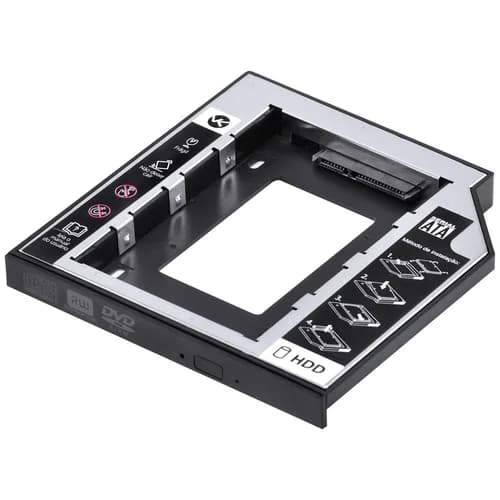 ADAPTADOR CADDY PARA HD OU SSD - GAVETA DE NOTEBOOK DVD SATA - 12.7MM AC -27 VINIK