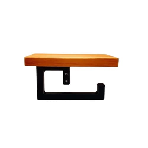 Suporte para Papel Higiênico com Prateleira para Celular de Madeira