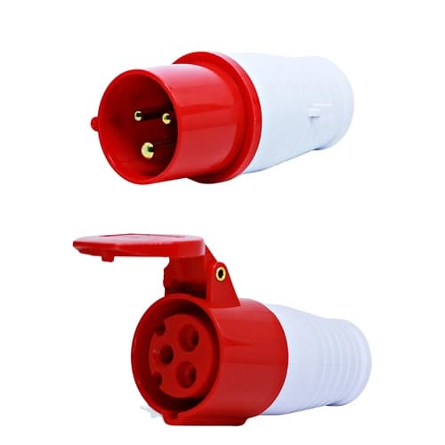 Conjunto Plugue + Acoplador 2P+T 16Amp. 380V Vermelho MGI-013-9/MGI-213-9