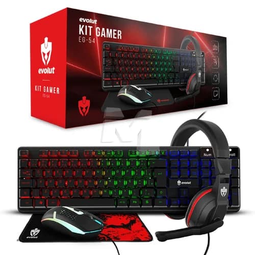 KIT COMBO EVOLUT EG-54 GAMER RGB -TECLADO / MOUSE / HEADSET / MOUSE PAD