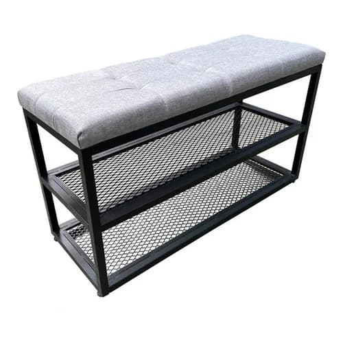 Banco Sapateira Estofado Organizadora Ferro 60cm Com Tela