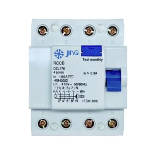 Interruptor Diferencial Tetrapolar 100A DZL176 4P 100A JNG