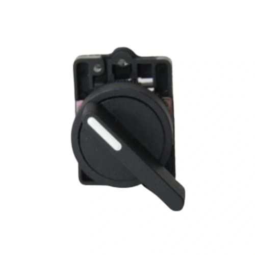 Comutador plástico manopla longa 22mm preto 2 posições com retorno esquerda 1NA HB2-EJ41