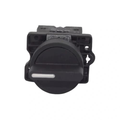 Comutador plástico manopla curta 22mm preto 3 posições fixas 1NA HB2-ED33