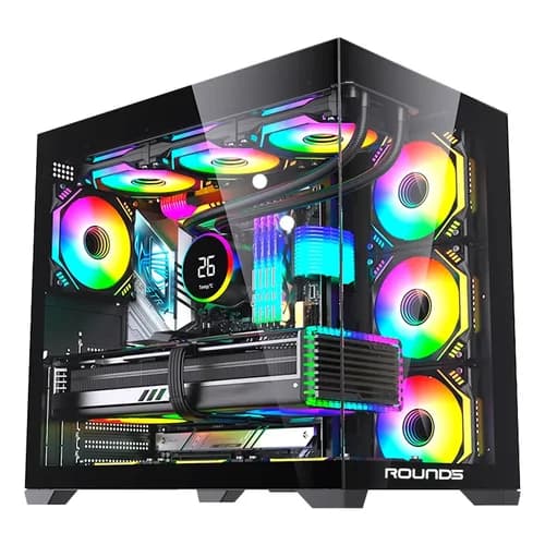 GABINETE GAMER R5 GENOS BLACK ATX / AQUARIO / SEM FAN
