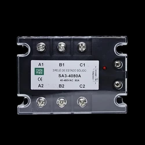 Rele de Estado Sólido Trifásico 80Amp. 480Vca 90-280Vca SA3-4080A Digimec