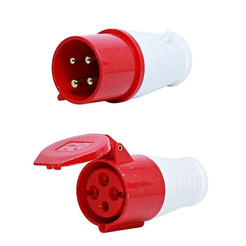 Conjunto Plugue + Acoplador 3P+T 32Amp. 380V Vermelho MGI-024/MGI-224