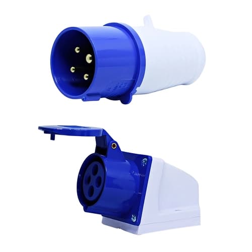Conjunto Plugue + Tomada de Sobrepor 3P+T 16Amp. 220V Azul MGI-014-9/MGI-114-9