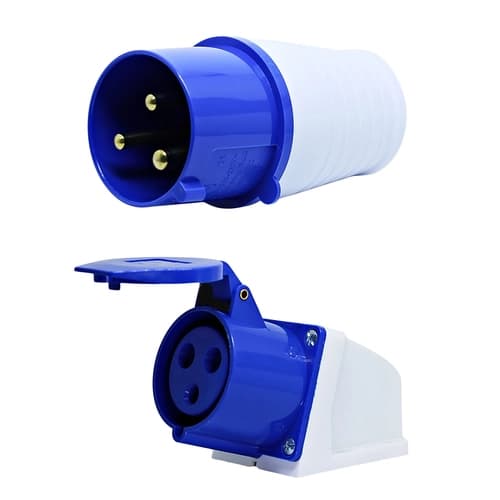 Conjunto Plugue + Tomada de Sobrepor 2P+T 32Amp. 220V Azul MGI-023/MGI-123