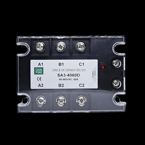 Rele de Estado Sólido Trifásico 60Amp. 480Vca 3-32Vcc SA3-4060D Digimec