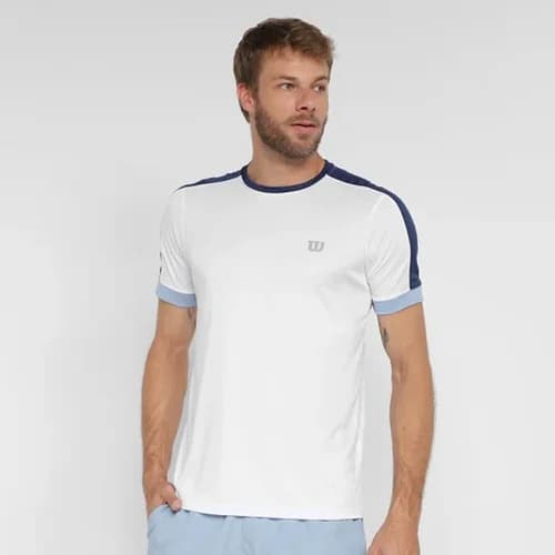 Camiseta Wilson Tour VI Masculina - Branco+Marinho