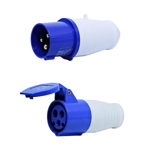 Conjunto Plugue + Acoplador 2P+T 16Amp. 220V Azul MGI-013/MGI-213