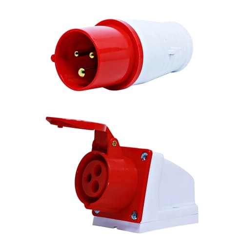 Conjunto Plugue + Tomada de Sobrepor 2P+T 16Amp. 380V Vermelho MGI-013-9/MGI-113-9