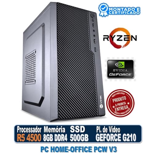 PC HOME OFFICE PCW V3 AMD RYZEN 5 4500, 8GB DDR4, SSD 480GB, GEFORCE G210